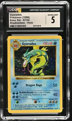 GYARADOS Shadowless Base Set Holo Rare #6 CGC 5 Vintage Pokemon [Nostalgium] - Image 1