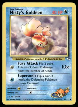 Pokemon Cards Misty's Goldeen 85/132 UNLIMITED Gym Heroes Common NM - Image 1