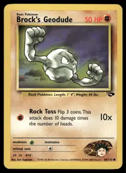 Pokemon Cards Brock's Geodude 68/132 UNLIMITED Gym Challenge WOTC Common NM - Image 1
