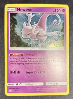Mewtwo SM77 Holo Black Star Promo COSMOS SWIRL 🌀 - Sun and Moon Pokemon TCG - Image 1
