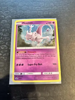 Mewtwo Holo Black Star Promo SM77 - Sun and Moon Pokemon TCG With SWIRL - Image 1