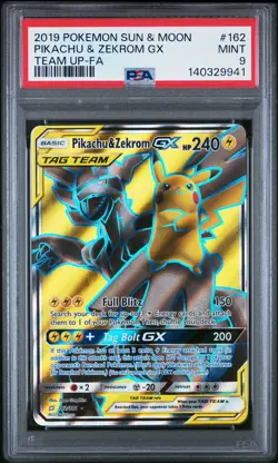 PSA 9 PIKACHU & ZEKROM GX 162/181 TEAM UP POKEMON - Image 1