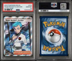 PSA 10 TEAM ROCKET'S ARCHER #223 2025 POKEMON DRI EN-DESTINED RIVALS ULTRA RARE - Image 3