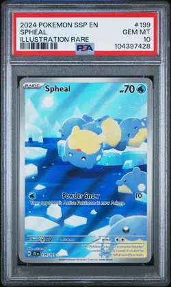 Spheal (Illustration Rare) PSA 10 SSP EN Surging Sparks 199/191 IR Pokemon Card - Image 1