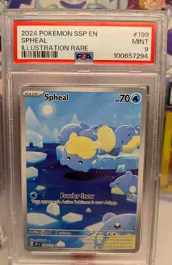 Spheal 199/191 Illustration Rare Surging Sparks PSA 9 Pokemon Card Holo - Image 1