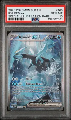 2025 POKEMON BLK EN BLACK BOLT SPECIAL ILLUSTRATION RARE #165 KYUREM EX PSA 10 - Image 1