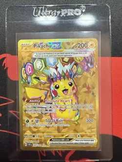 Pokemon TCG SV08 Surging Sparks Pikachu EX Hyper Rare Gold Holo Card 247/191 - Image 1