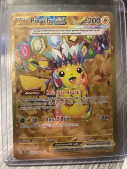 Pokemon TCG SV08 Surging Sparks Pikachu EX Hyper Rare Gold Holo Card 247/191 - Image 1