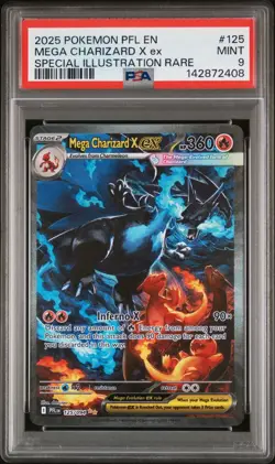 PSA 9 MINT 2025 POKEMON PFL EN-PHANTASMAL FLAMES #125 MEGA CHARIZARD X ex SIR - Image 1