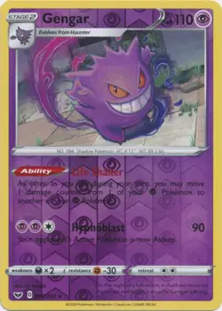 Lightly Played Gengar - 085/202 - Reverse Holo Rare Pokemon Sword and Shield - Image 1