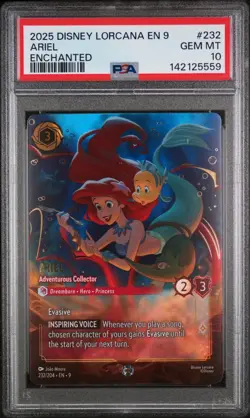 2025 DISNEY LORCANA - FABLED "ARIEL - ADVENTUROUS COLLECTOR" ENCHANTED PSA 10 - Image 1