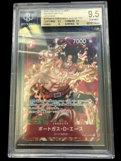 PSA 9.5 One Piece Portgas D. Ace Alt Art Japanese Paramount War OP02-013 SR - Image 1