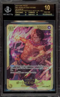 One Piece CCG Portgas.D.Ace 500 Years/Future JPN OP07-119 BGS 10 BLACK LABEL - Image 1