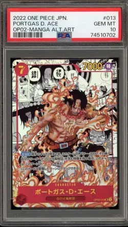 One Piece CCG Portgas.D.Ace Japanese Manga Alternate Art OP02-13 PSA 10 Gem Mint - Image 1