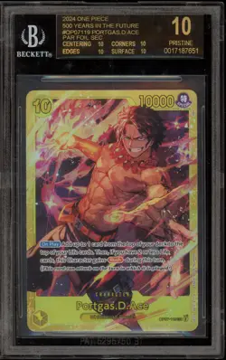 One Piece CCG Portgas.D.Ace 500 Years Par Foil OP07-119 BGS 10 BLACK LABEL - Image 1