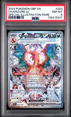 2023 POKEMON OBF EN-OBSIDIAN FLAMES SPECIAL ILLUSTRATION RARE CHARIZARD EX PSA 8 - Image 1