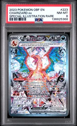 2023 POKEMON OBF EN-OBSIDIAN FLAMES SPECIAL ILLUSTRATION RARE CHARIZARD EX PSA 8 - Image 1