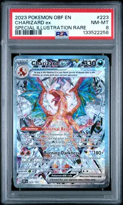 2023 POKEMON OBF EN-OBSIDIAN FLAMES SPECIAL ILLUSTRATION RARE CHARIZARD EX PSA 8 - Image 1