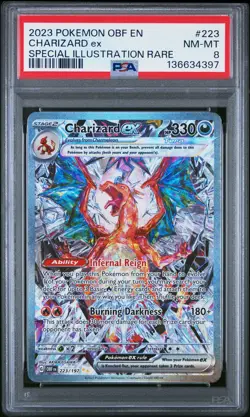 2023 POKEMON OBF EN-OBSIDIAN FLAMES SPECIAL ILLUSTRATION RARE CHARIZARD EX PSA 8 - Image 1