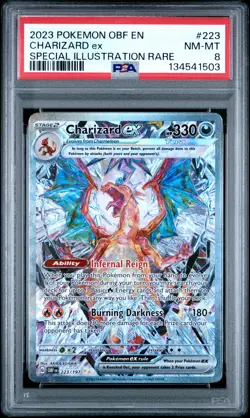2023 POKEMON OBF EN-OBSIDIAN FLAMES SPECIAL ILLUSTRATION RARE CHARIZARD EX PSA 8 - Image 1