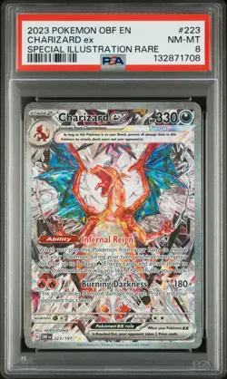 2023 POKEMON OBF EN-OBSIDIAN FLAMES SPECIAL ILLUSTRATION RARE CHARIZARD EX PSA 8 - Image 1