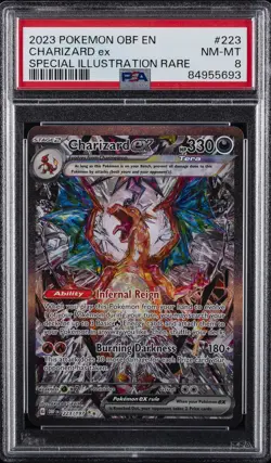 2023 POKEMON OBF EN-OBSIDIAN FLAMES SPECIAL ILLUSTRATION RARE CHARIZARD EX PSA 8 - Image 1