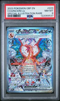 2023 POKEMON OBF EN-OBSIDIAN FLAMES SPECIAL ILLUSTRATION RARE CHARIZARD EX PSA 8 - Image 1