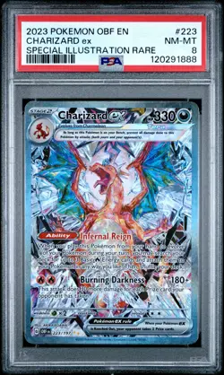 2023 POKEMON OBF EN-OBSIDIAN FLAMES SPECIAL ILLUSTRATION RARE CHARIZARD EX PSA 8 - Image 1