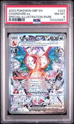 2023 POKEMON OBF EN-OBSIDIAN FLAMES SPECIAL ILLUSTRATION RARE CHARIZARD EX PSA 8 - Image 1