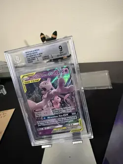 2019 POKEMON JPN SUN & MOON UNIFIED MINDS TAG TEAM #71 MEWTWO & MEX GX BGS 9 - Image 1