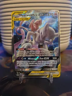 Pokemon TCG Mewtwo & Mew GX SM191 Tag Team Black Star Promo Sun & Moon LP - Image 1