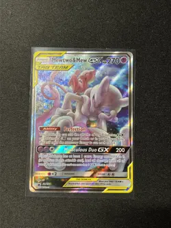Mewtwo & Mew GX SM191 LP Tag Team Promo - Pokemon Sun & Moon Black Star Promo - Image 1