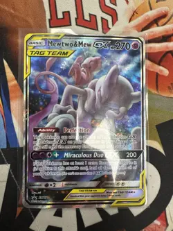 Pokemon Mewtwo and Mew GX Tag Team Black Star Alt Art Promo SM191 SC - Image 1