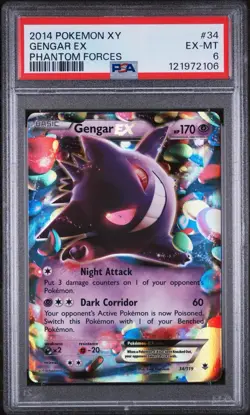Gengar EX 34/119 XY-Phantom Forces Holo Pokemon Card PSA 6 - Image 1