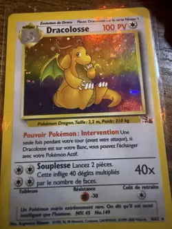 Dracolosse (Dragonite) French Fossil Holo Unlimited Pokemon Card 4/62 See Pics - Image 3