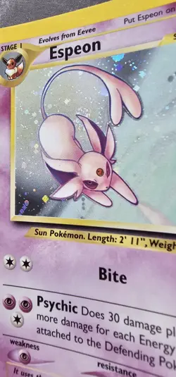 Pokemon Espeon TCG 1/75 Neo Discovery Unlimited Edition Holo Card - Image 2