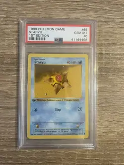 Pokemon PSA 10 GEM MINT Staryu 1st Edition Base Set SHADOWLESS 1999 Card 65/102 - Image 1