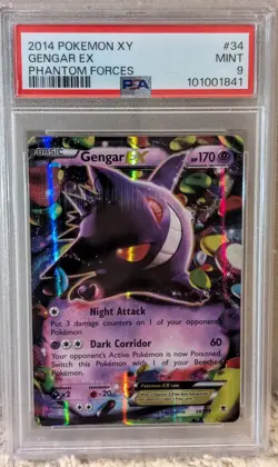 Gengar EX 34/119 XY-Phantom Forces Holo Pokemon Card PSA 9 - Image 1
