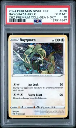 2024 POKEMON BLACK STAR PROMOS COSMOS HOLO SWSH029 RAYQUAZA PSA 10 - Image 1