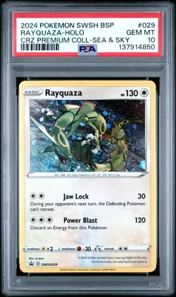 2024 POKEMON BLACK STAR PROMOS COSMOS HOLO SWSH029 RAYQUAZA PSA 10 - Image 1