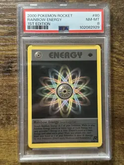 PSA 8 Team Rocket Rainbow Energy 1st Edition Non Holo 80/82 Pokemon WOTC - Image 1