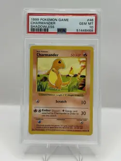 PSA 10 GEM MINT Shadowless Charmander #46/102 Pokemon Base Set Pokemon TCG - Image 1