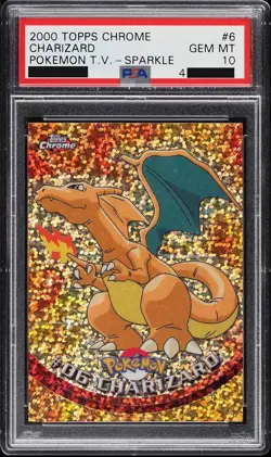 2000 Pokemon T.V Topps Chrome Charizard Sparkle #6 Card - PSA 10 GEM MINT - Image 1