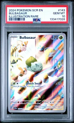 2024 POKEMON SCR EN-STELLAR CROWN ILLUSTRATION RARE #143 BULBASAUR PSA 10 - Image 1