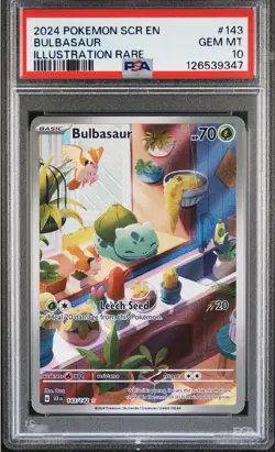 2024 POKEMON SCR EN-STELLAR CROWN ILLUSTRATION RARE #143 BULBASAUR PSA 10 - Image 1