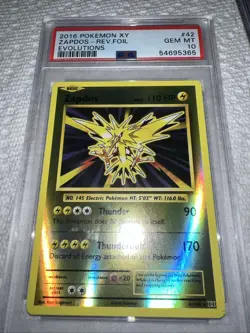 Pokemon PSA 10 GEM MINT - Zapdos Reverse Holo Foil 2016 - XY Evolutions 42/108 - Image 1