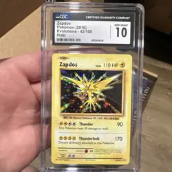 Pokemon CGC 10 GEM MINT Zapdos 42/108 XY Evolutions Holo Rare 2016 PSA - Image 1