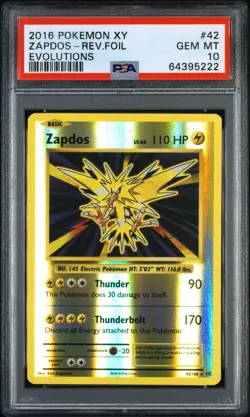 Pokemon PSA 10 GEM MINT - Zapdos Reverse Holo Foil 2016 - XY Evolutions 42/108 - Image 1