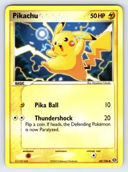 Pikachu 60/106 2005 EX Emerald Pokemon Card TCG Nintendo Vintage Common - Nm - Image 1