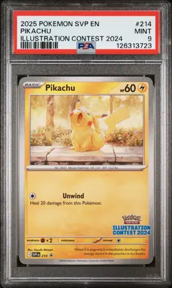 2025 POKEMON SVP EN-SV BLACK STAR PROMO ILLUSTRATION CONTEST 2024 PIKACHU PSA 9 - Image 1
